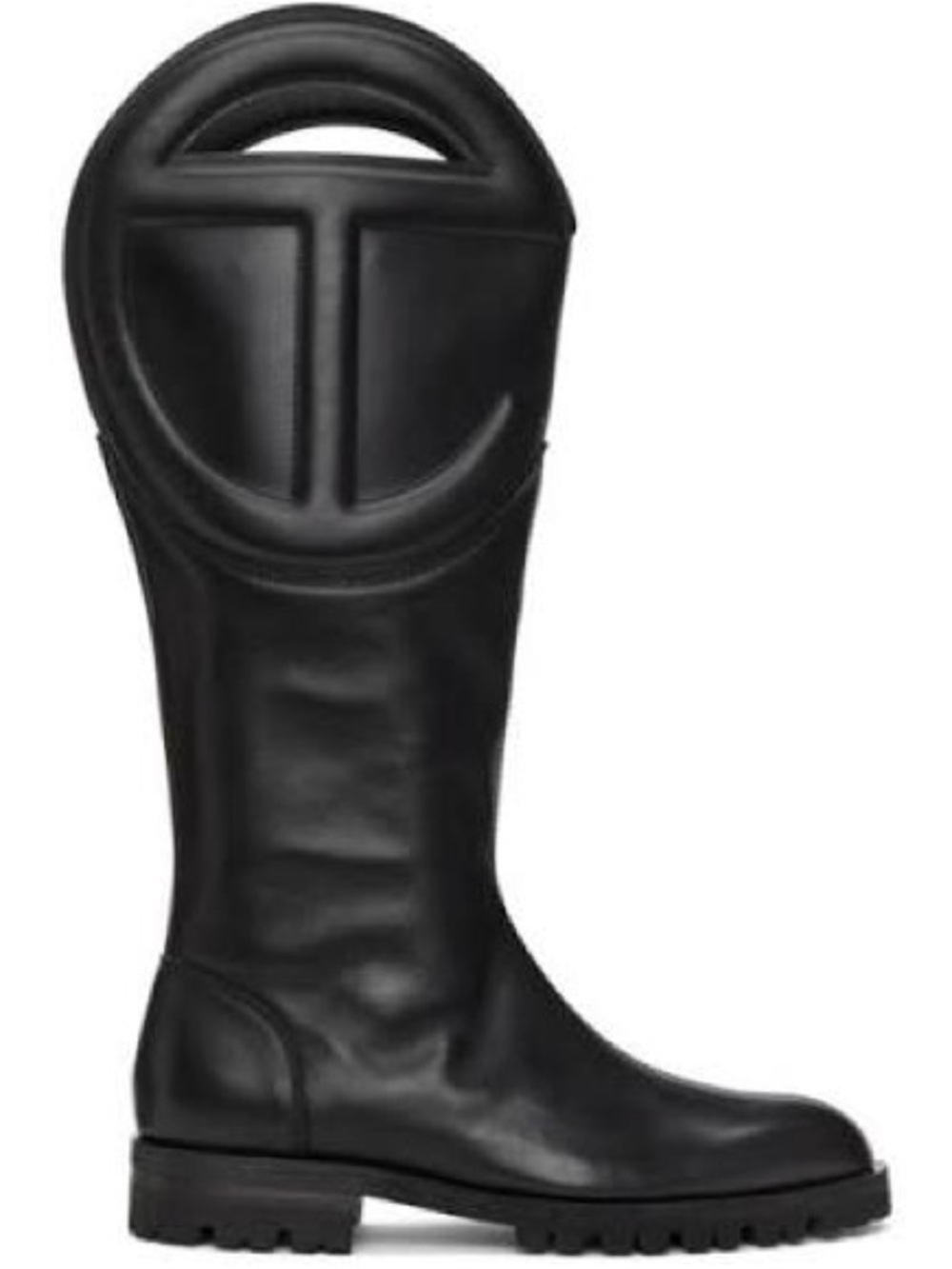 Telfar Black Leather Tall Ankle Boots wore twice